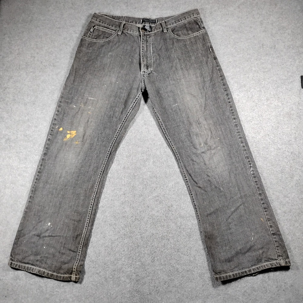 Paco Jeans Men's Vintage Y2K Distressed Black Grey Wide Leg Skater Jeans 36